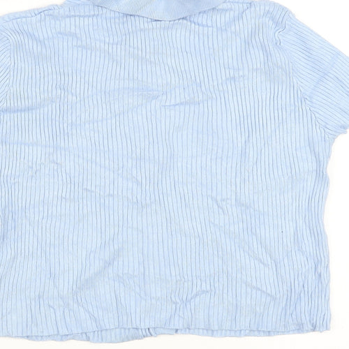 Boohoo Womens Blue Viscose Basic Polo Size 12 Collared