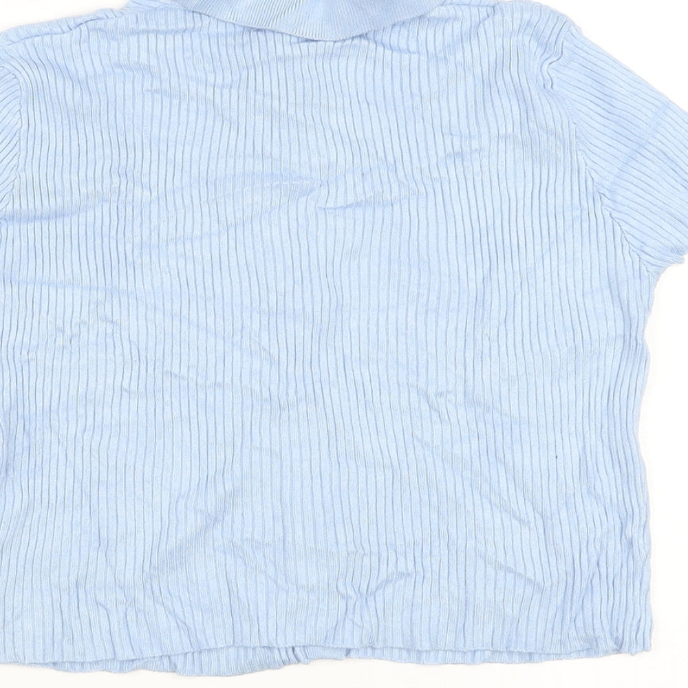 Boohoo Womens Blue Viscose Basic Polo Size 12 Collared