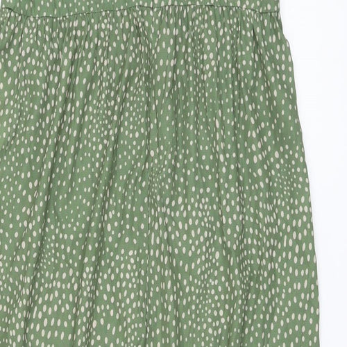 Missguided Womens Green Polka Dot Polyester A-Line Size 12 Round Neck Zip