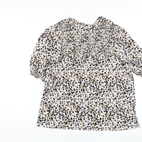 NEXT Womens Multicoloured Animal Print Viscose Basic Blouse Size 14 Round Neck