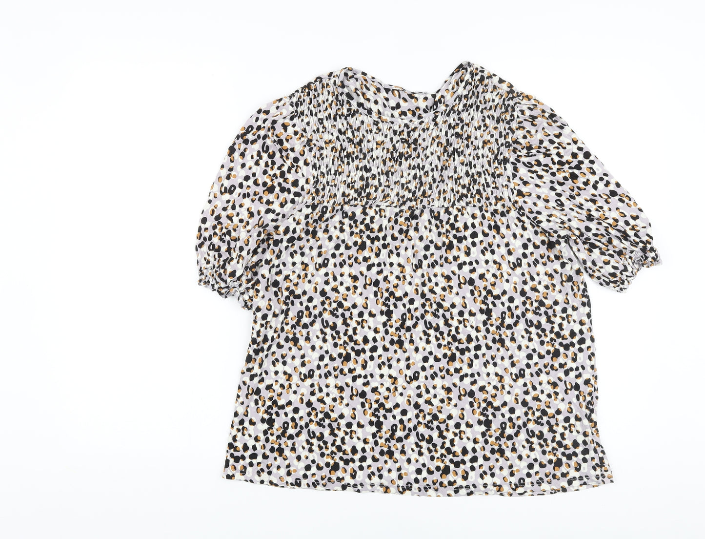 NEXT Womens Multicoloured Animal Print Viscose Basic Blouse Size 14 Round Neck