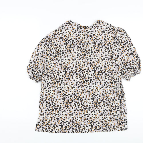NEXT Womens Multicoloured Animal Print Viscose Basic Blouse Size 14 Round Neck