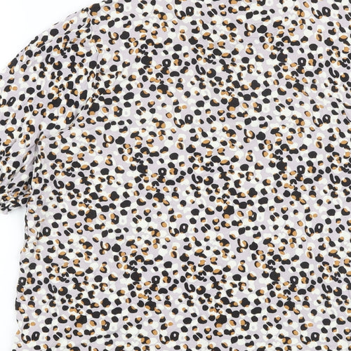 NEXT Womens Multicoloured Animal Print Viscose Basic Blouse Size 14 Round Neck