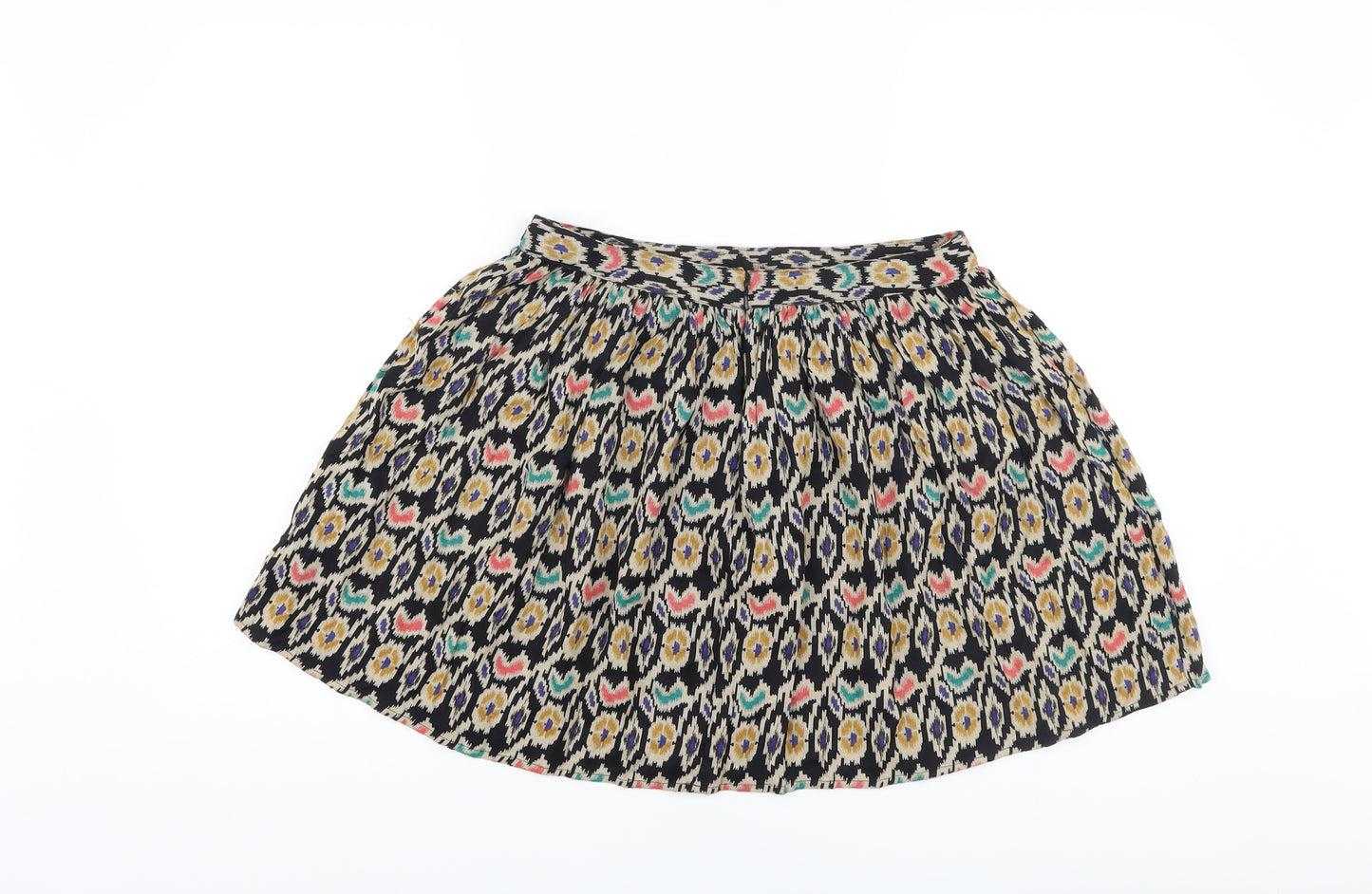ASOS Womens Multicoloured Geometric Viscose A-Line Skirt Size 12 Zip