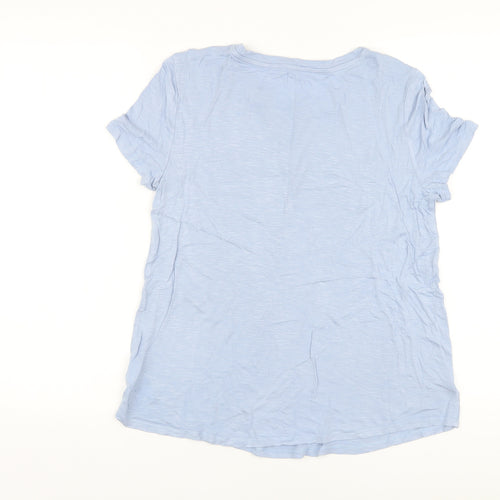 Gap Womens Blue Viscose Basic T-Shirt Size S Crew Neck