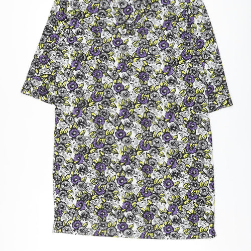 NEXT Womens Multicoloured Floral Polyester A-Line Size 12 V-Neck Pullover