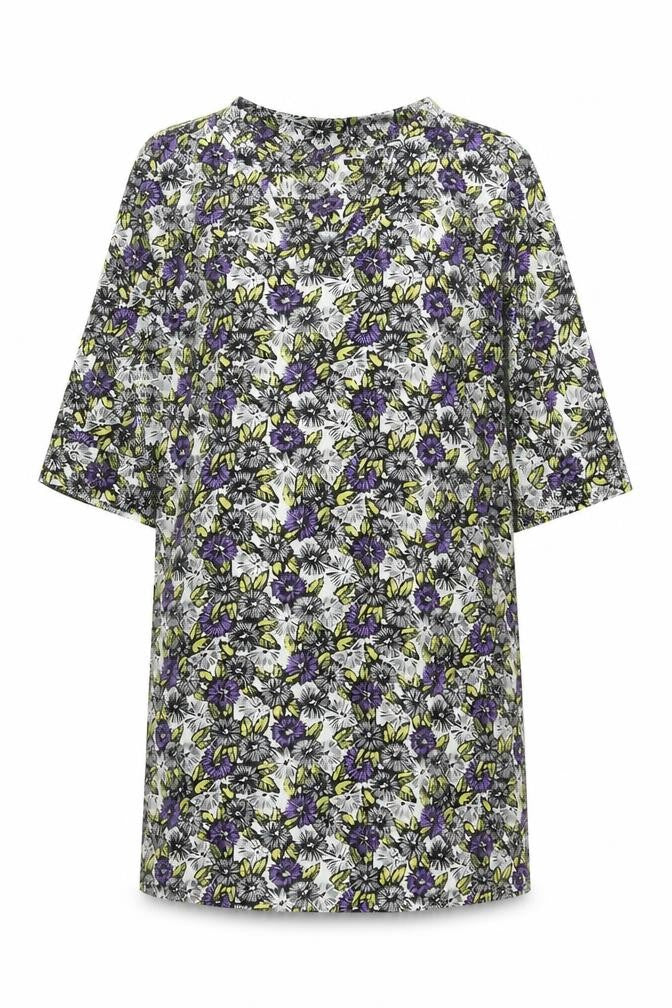 Front view of Next women’s multicoloured floral polyester a-line, size UK 12, v-neck pullover