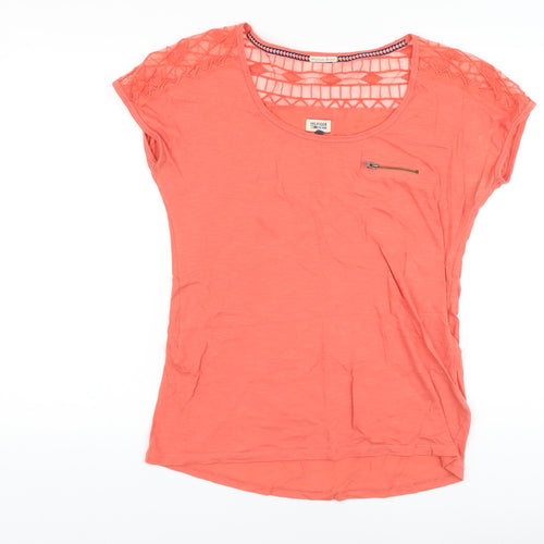 Tommy Hilfiger Womens Orange Cotton Basic T-Shirt Size S Round Neck