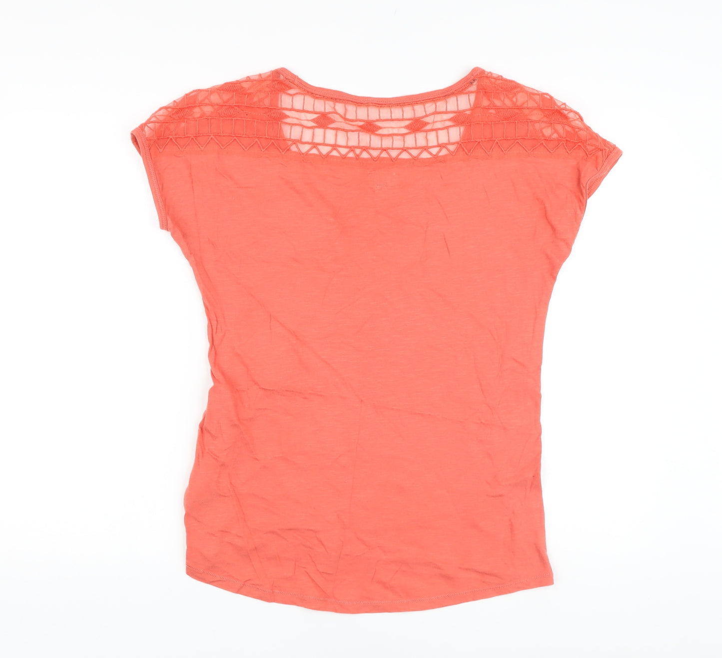 Tommy Hilfiger Womens Orange Cotton Basic T-Shirt Size S Round Neck