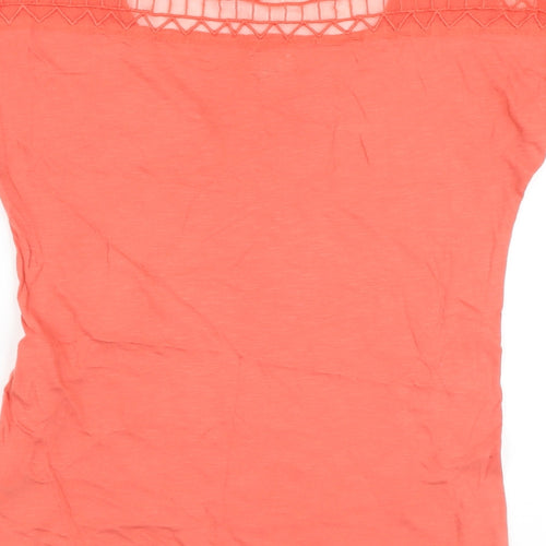 Tommy Hilfiger Womens Orange Cotton Basic T-Shirt Size S Round Neck