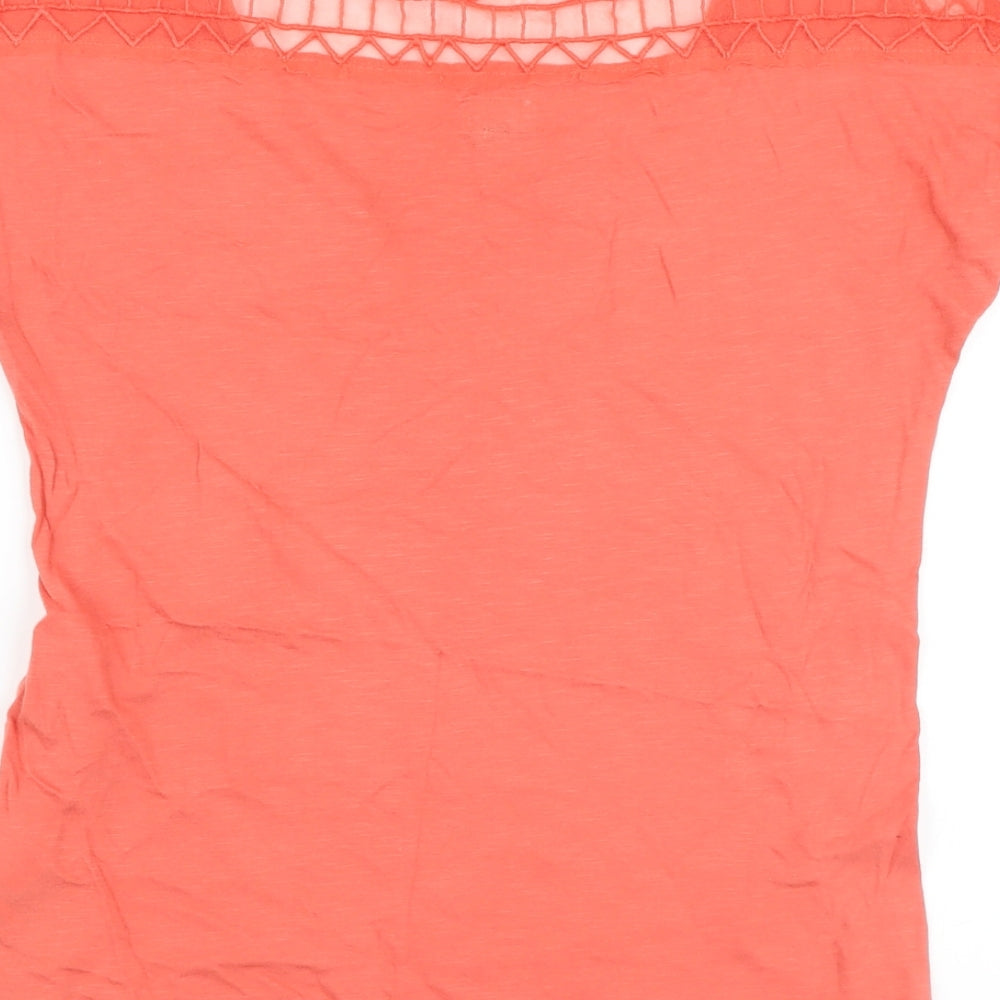 Tommy Hilfiger Womens Orange Cotton Basic T-Shirt Size S Round Neck