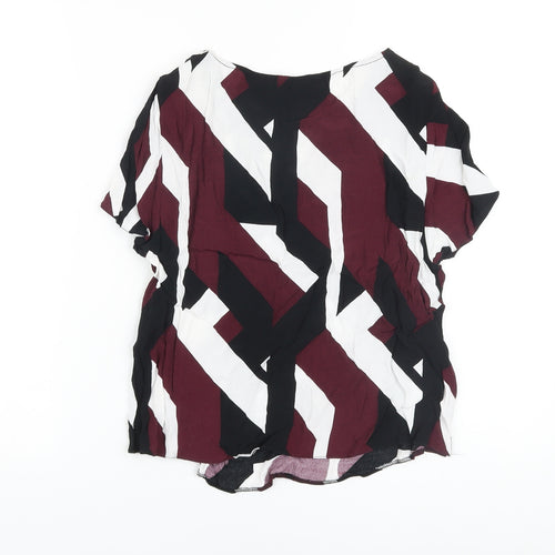 New Look Womens Multicoloured Geometric Viscose Basic Blouse Size 10 Crew Neck