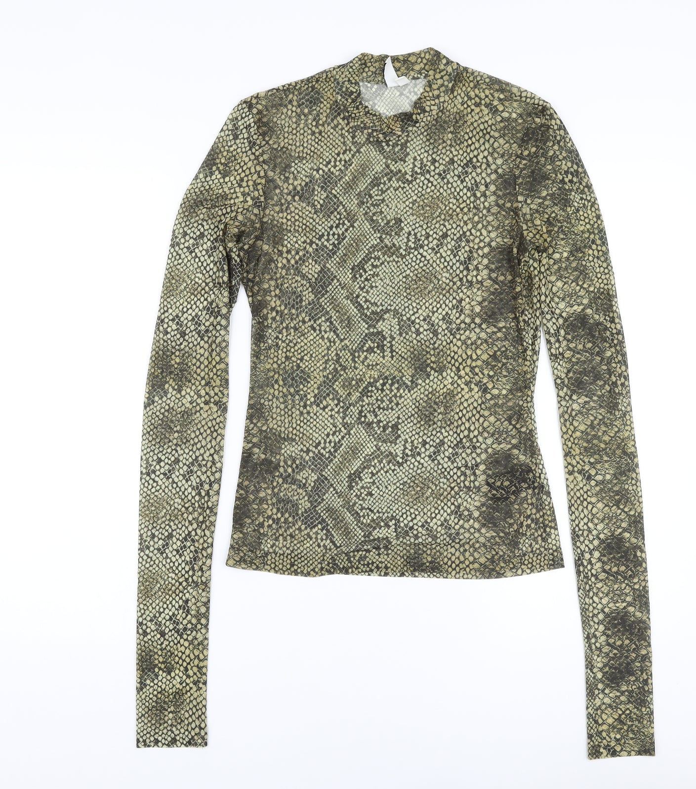& Other Stories Womens Green Animal Print Polyester Basic Blouse Size 8 Mock Neck