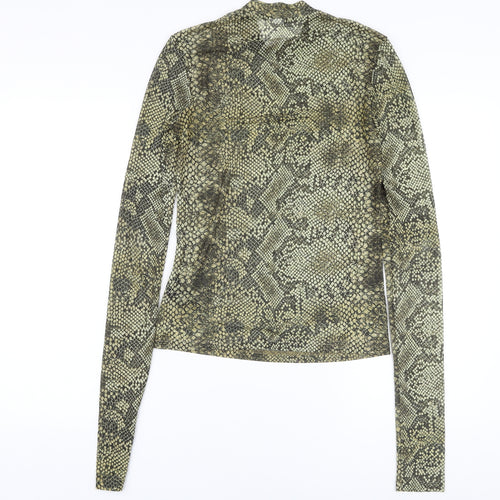& Other Stories Womens Green Animal Print Polyester Basic Blouse Size 8 Mock Neck