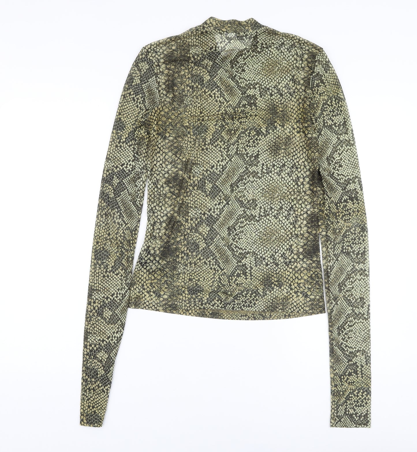 & Other Stories Womens Green Animal Print Polyester Basic Blouse Size 8 Mock Neck