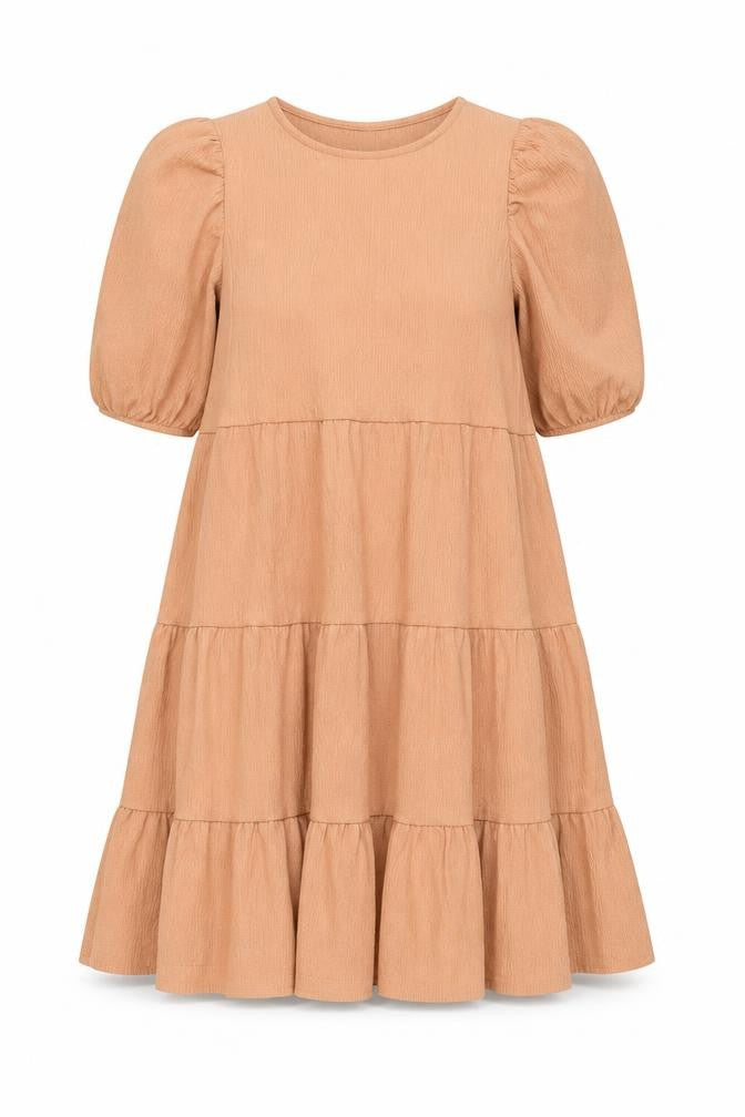 Front view of Monki women’s pink polyester a-line, size XS, crew neck pullover