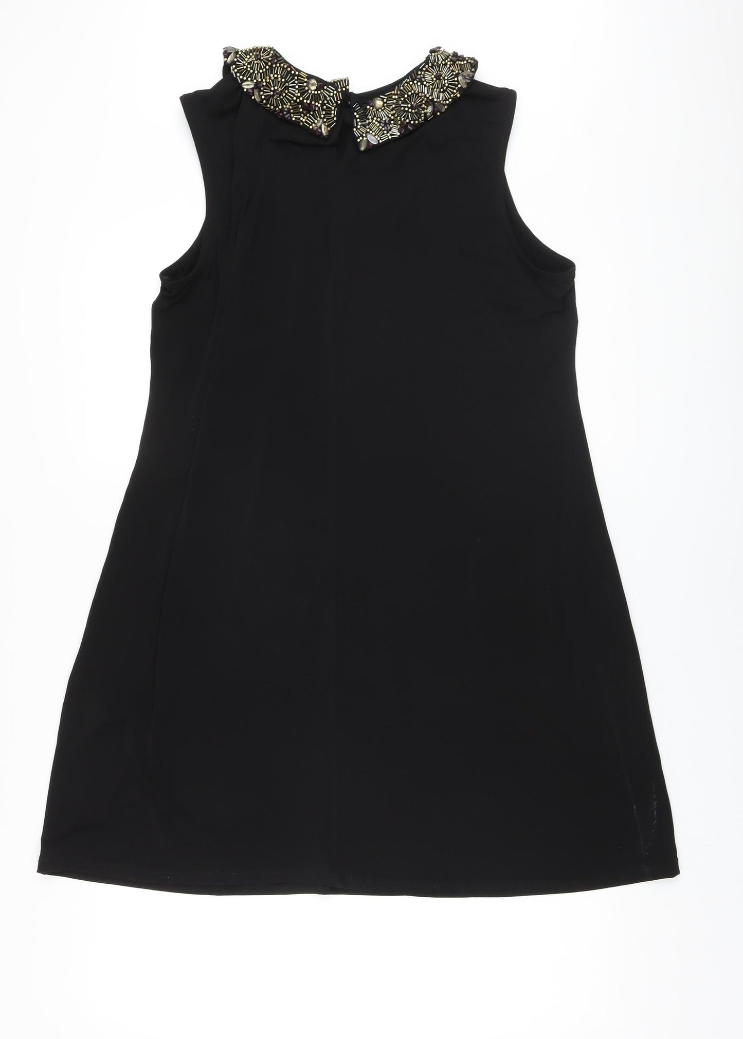 Wallis Womens Black Polyester A-Line Size L Collared Button