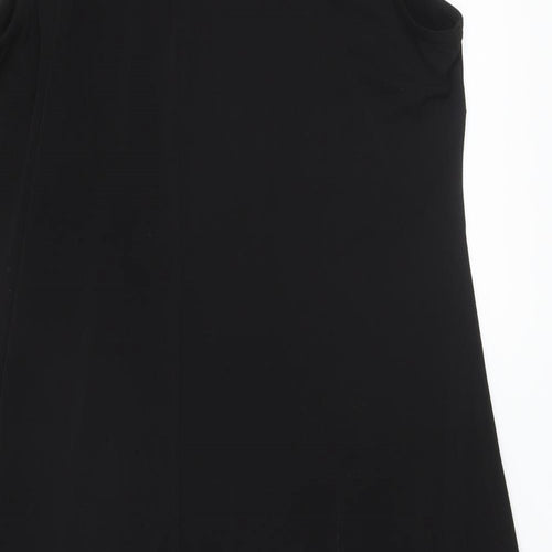 Wallis Womens Black Polyester A-Line Size L Collared Button