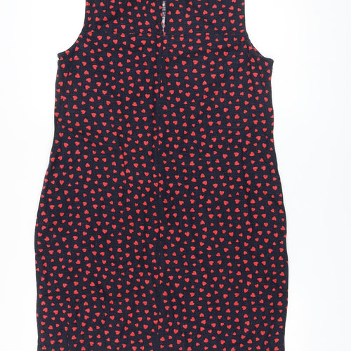 NEXT Womens Blue Geometric Linen A-Line Size 12 Round Neck Button