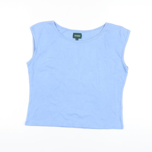 Hobbs Womens Blue Cotton Basic T-Shirt Size 14 Round Neck