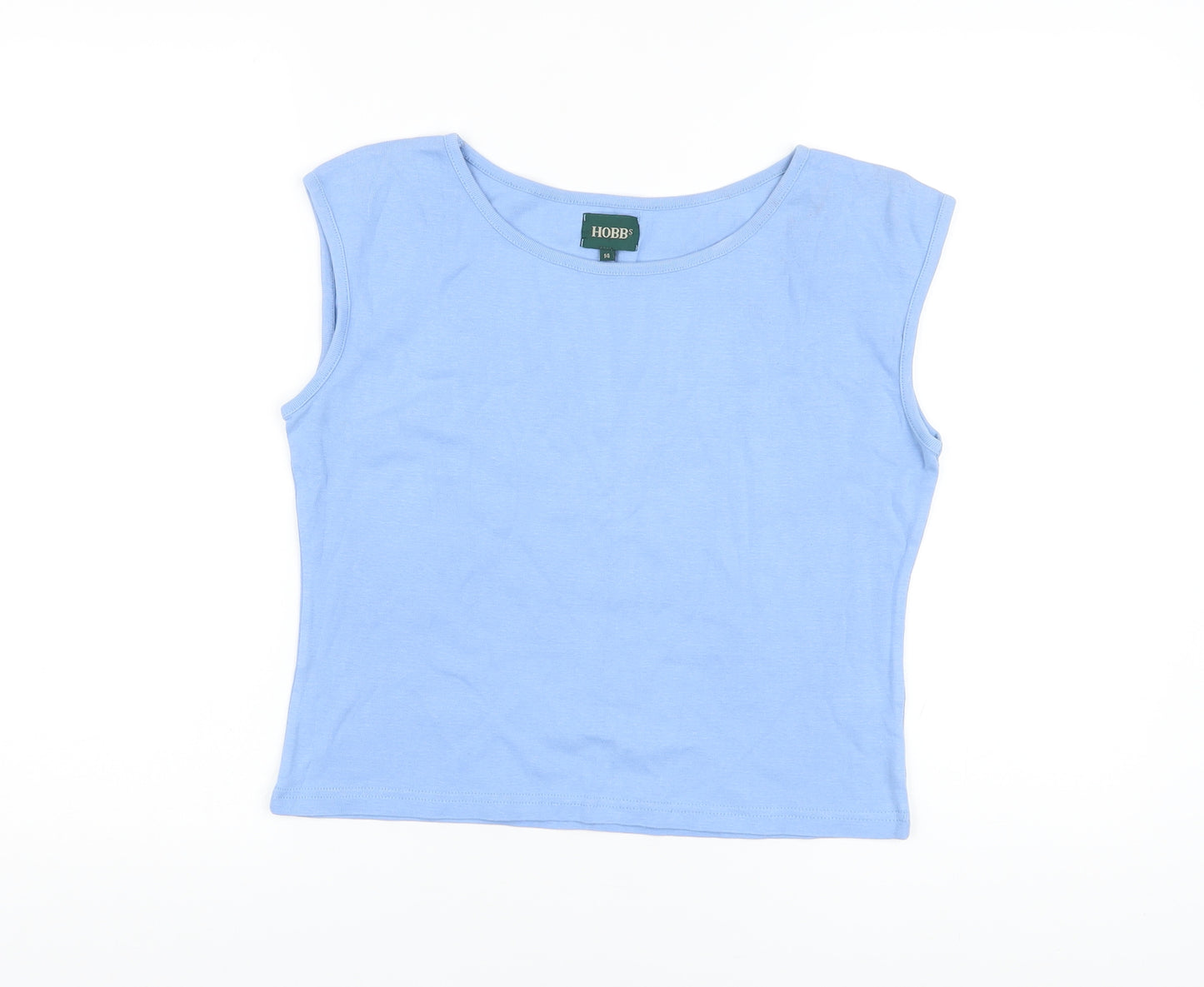 Hobbs Womens Blue Cotton Basic T-Shirt Size 14 Round Neck