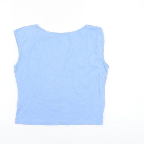 Hobbs Womens Blue Cotton Basic T-Shirt Size 14 Round Neck