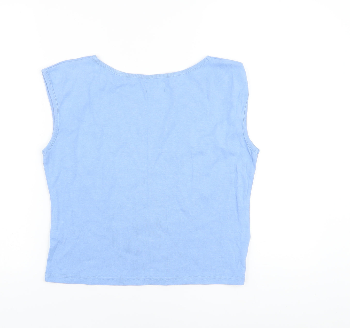 Hobbs Womens Blue Cotton Basic T-Shirt Size 14 Round Neck