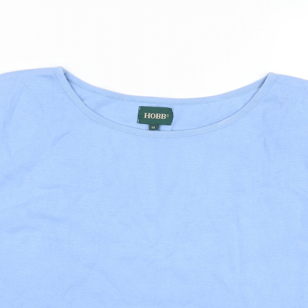 Hobbs Womens Blue Cotton Basic T-Shirt Size 14 Round Neck