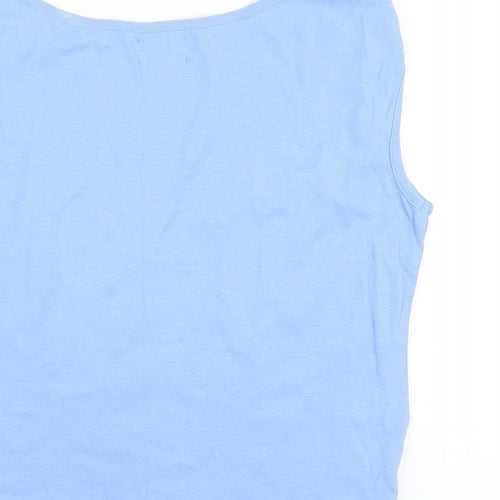 Hobbs Womens Blue Cotton Basic T-Shirt Size 14 Round Neck