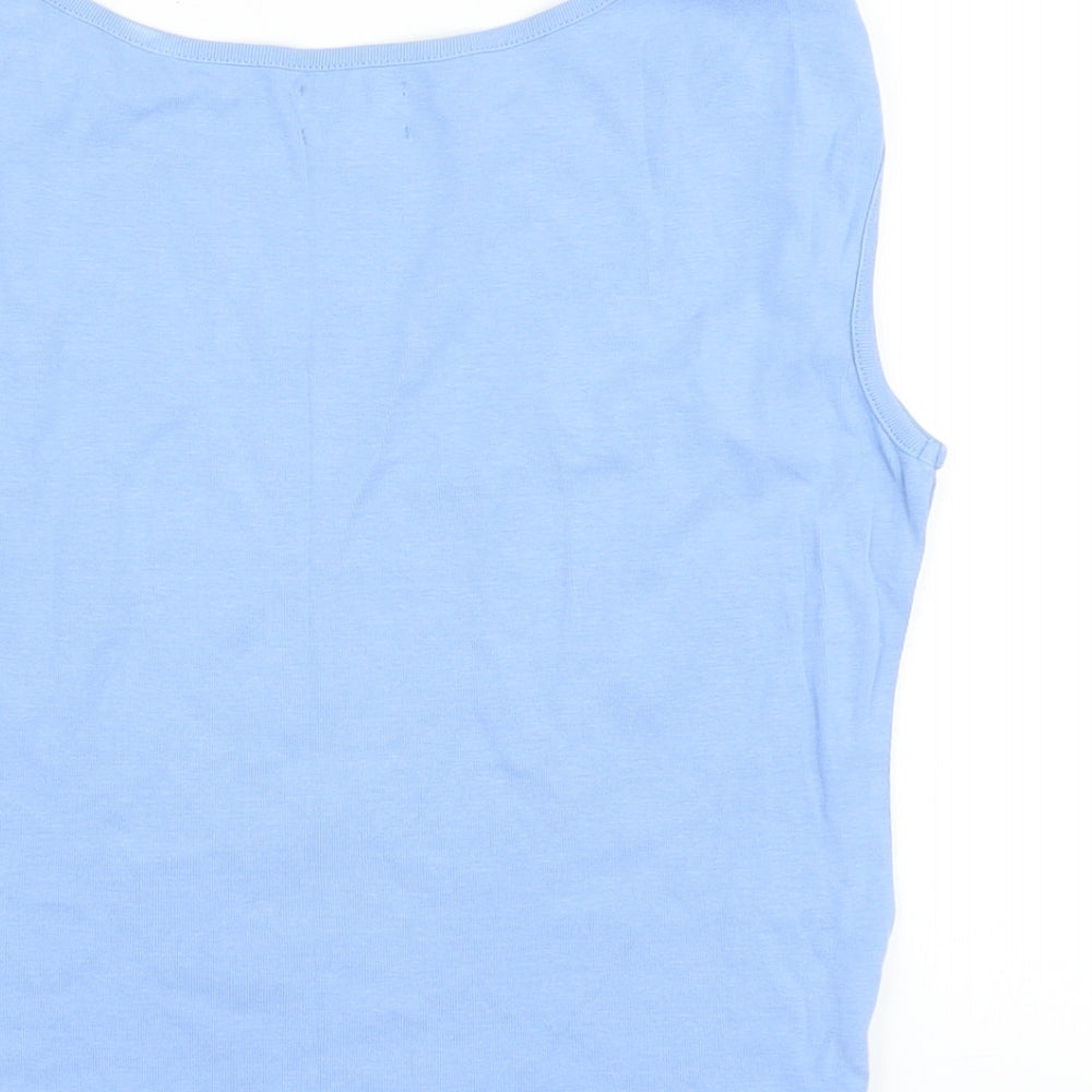 Hobbs Womens Blue Cotton Basic T-Shirt Size 14 Round Neck