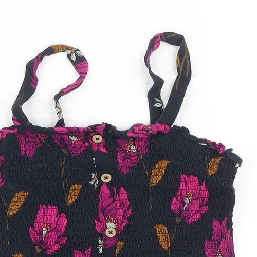 NEXT Girls Multicoloured Floral Vinyl Cropped T-Shirt Size 9 Years Square Neck Pullover