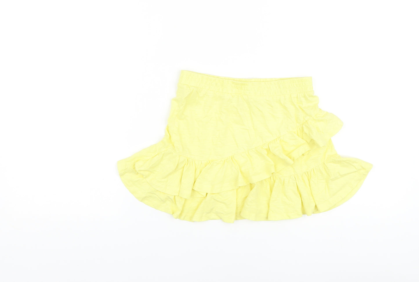 Zara Girls Yellow Cotton Skater Skirt Size 7 Years Regular Pull On