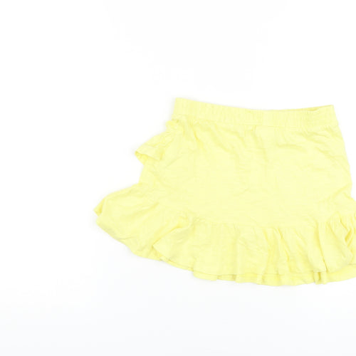 Zara Girls Yellow Cotton Skater Skirt Size 7 Years Regular Pull On