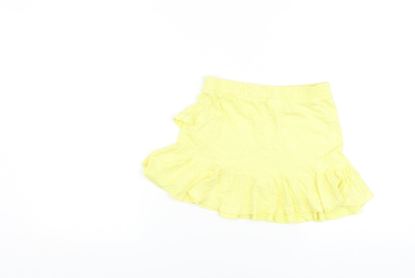 Zara Girls Yellow Cotton Skater Skirt Size 7 Years Regular Pull On