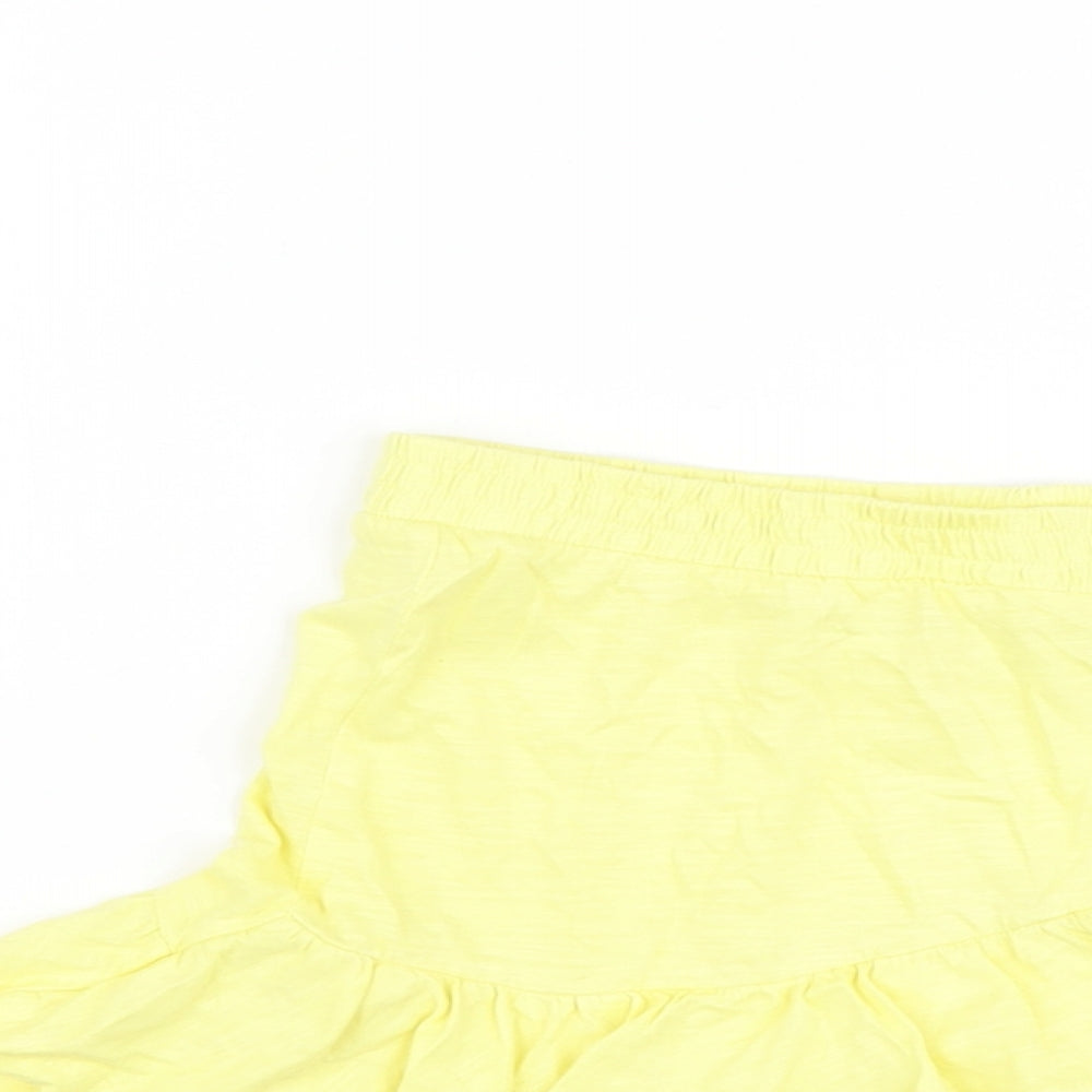 Zara Girls Yellow Cotton Skater Skirt Size 7 Years Regular Pull On