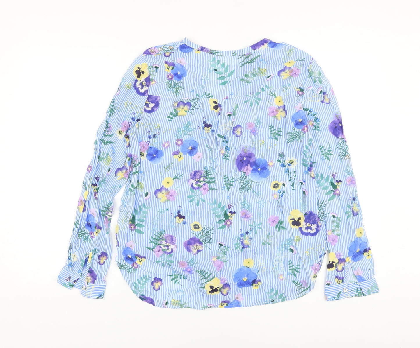 Oasis Womens Black Fair Isle Viscose Basic Blouse Size 10 V-Neck