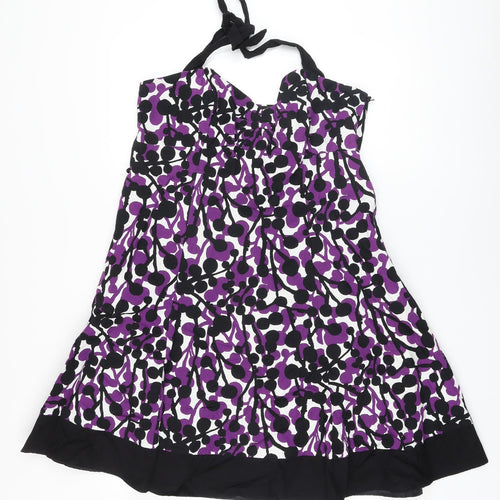 RJR.John Rocha Womens Black Geometric Cotton A-Line Size 16 Sweetheart Zip
