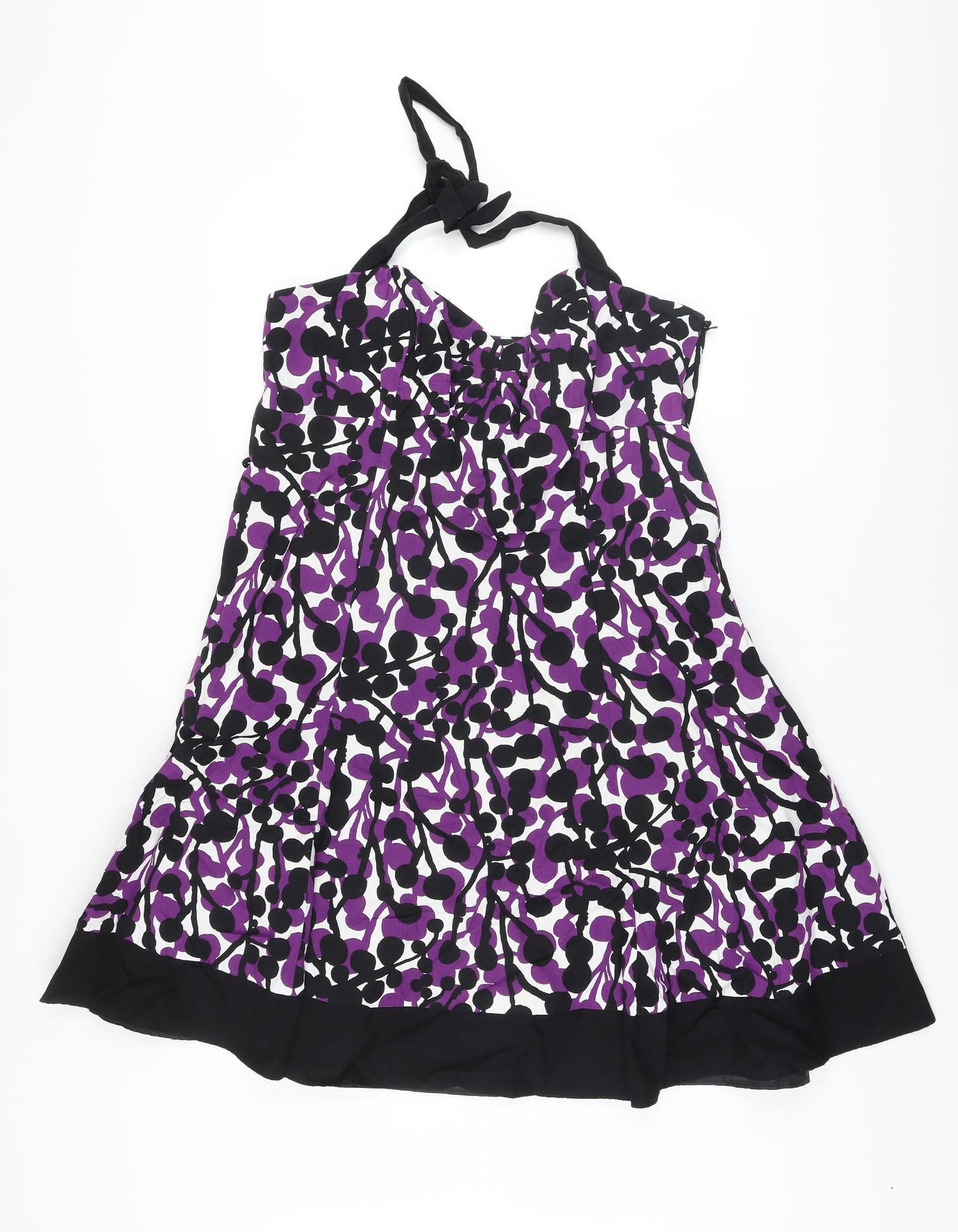 RJR.John Rocha Womens Black Geometric Cotton A-Line Size 16 Sweetheart Zip