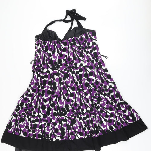 RJR.John Rocha Womens Black Geometric Cotton A-Line Size 16 Sweetheart Zip