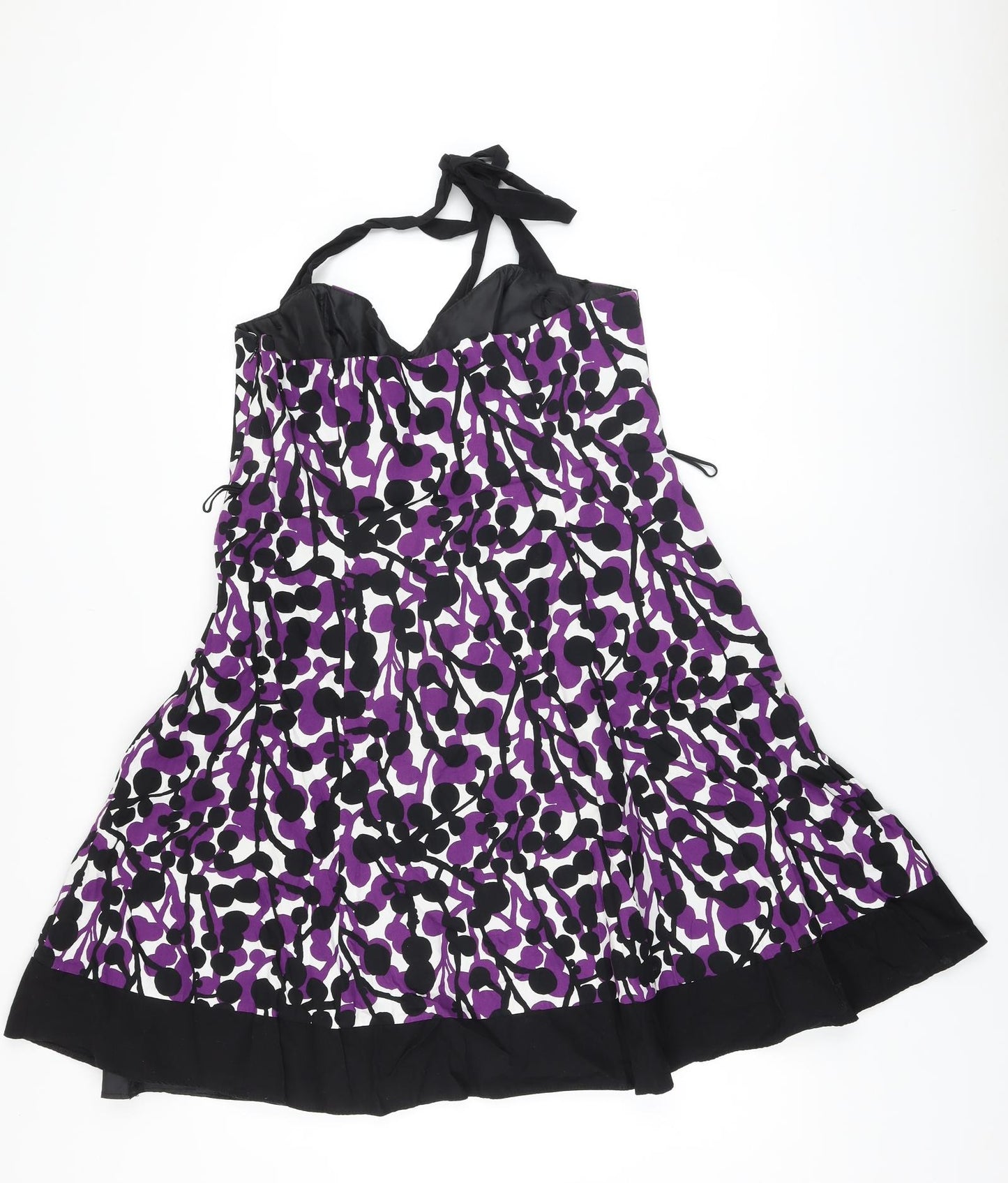 RJR.John Rocha Womens Black Geometric Cotton A-Line Size 16 Sweetheart Zip