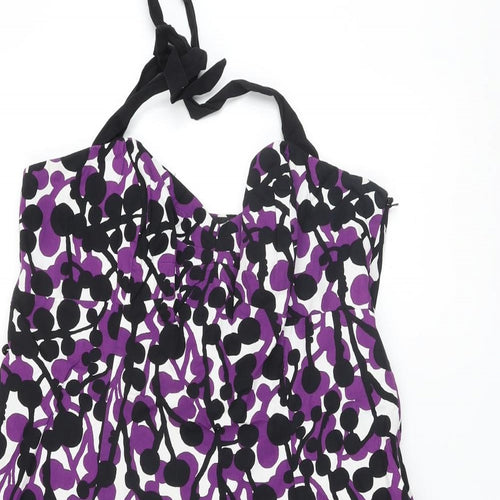 RJR.John Rocha Womens Black Geometric Cotton A-Line Size 16 Sweetheart Zip