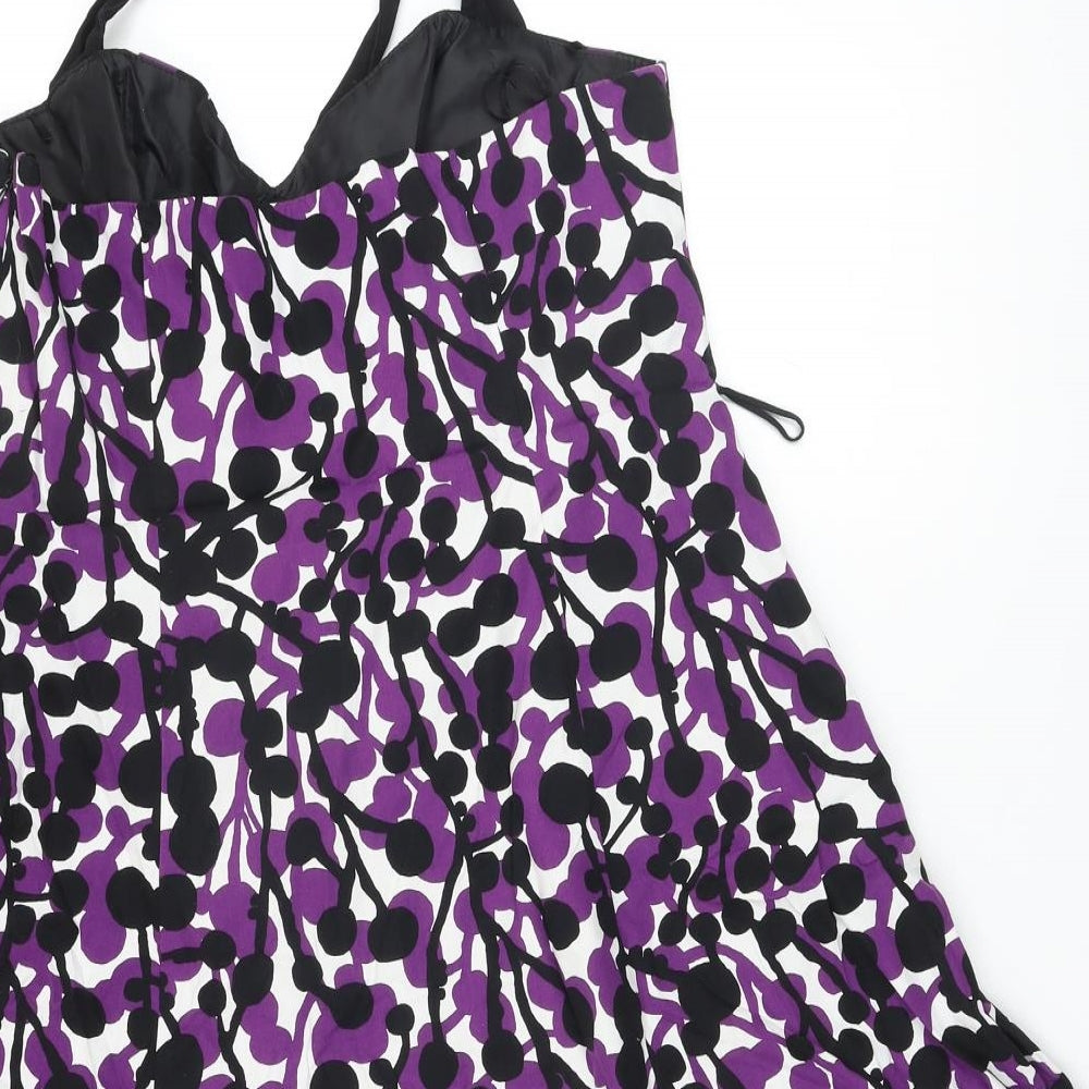 RJR.John Rocha Womens Black Geometric Cotton A-Line Size 16 Sweetheart Zip