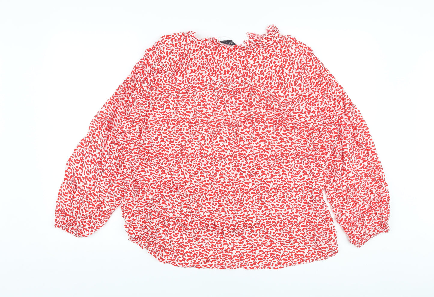 Marks and Spencer Womens Red Animal Print Viscose Basic Blouse Size 22 V-Neck