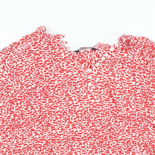 Marks and Spencer Womens Red Animal Print Viscose Basic Blouse Size 22 V-Neck