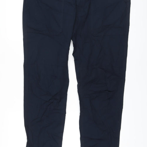 Marks and Spencer Mens Blue Cotton Trousers Size 40 in L31 in Regular Button