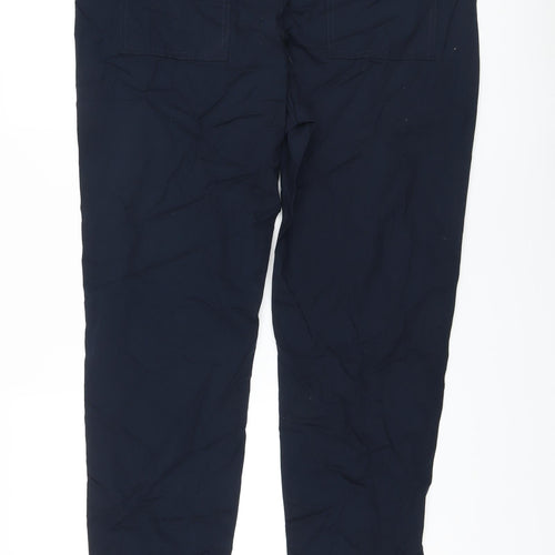 Marks and Spencer Mens Blue Cotton Trousers Size 40 in L31 in Regular Button