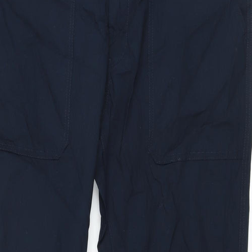 Marks and Spencer Mens Blue Cotton Trousers Size 40 in L31 in Regular Button