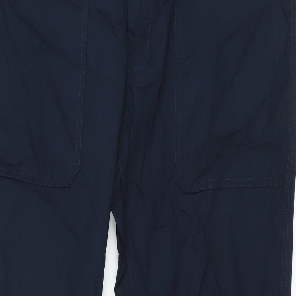 Marks and Spencer Mens Blue Cotton Trousers Size 40 in L31 in Regular Button