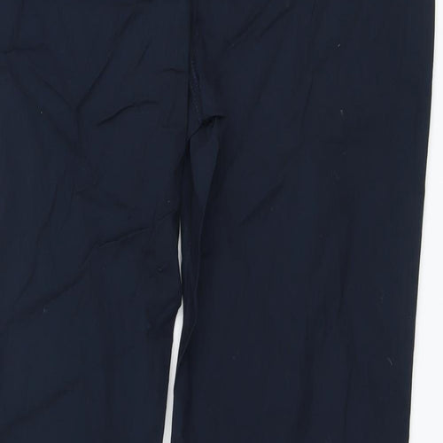 Marks and Spencer Mens Blue Cotton Trousers Size 40 in L31 in Regular Button