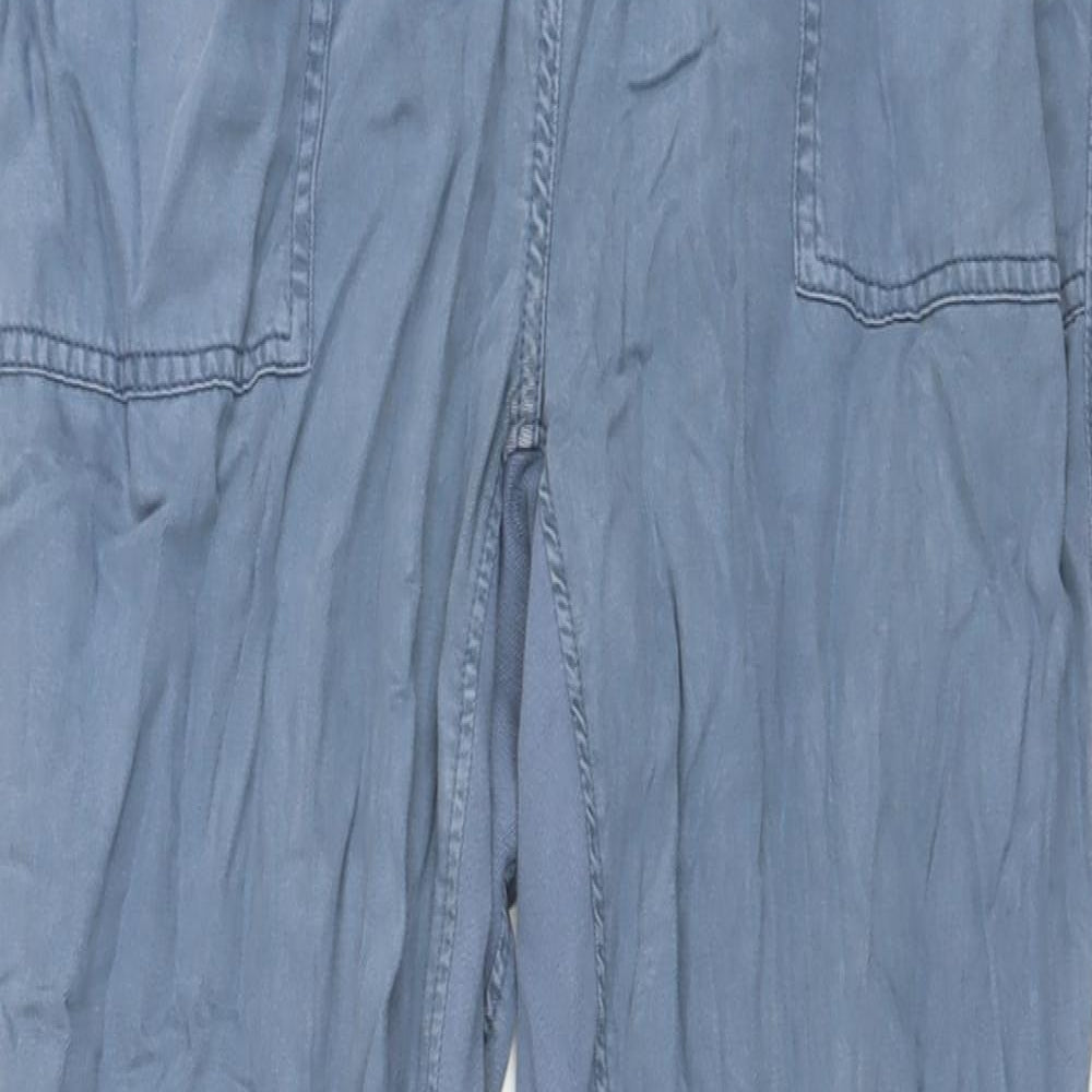 Marks and Spencer Womens Blue Lyocell Jogger Trousers Size 16 L30 in Regular Drawstring